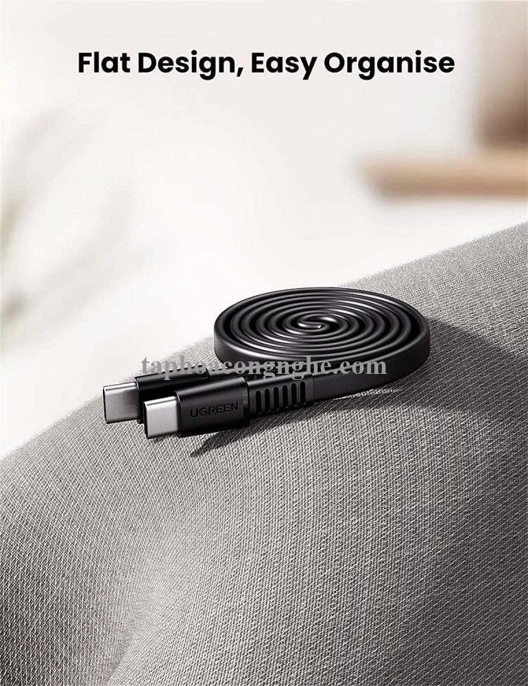 Ugreen 10974 0.5M 2.0 PD 3A 20V màu đen USB type C Cáp sạc và truyền dữ liệu máy tính ra điện thoại US333 30010974